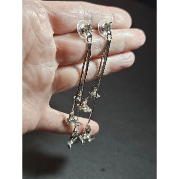 *Sale* Sterling silver dangling rhinestone butterfly earrings - Picture 5 of 12